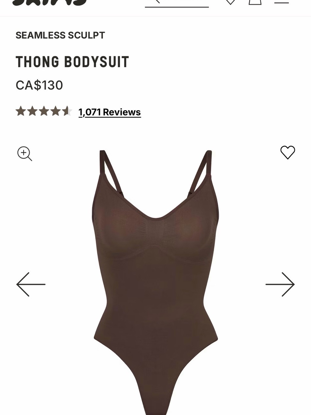 SKIMS Seamless Sculpt Thong Bodysuit - Brown